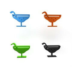 Poster - Colorful Cocktail icon isolated on white background. Minimalism concept. 3D render illustration