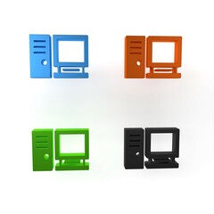 Poster - Colorful Computer monitor icon isolated on white background. PC component sign. Minimalism concept. 3D render illustration