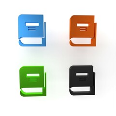 Poster - Colorful Book icon isolated on white background. Minimalism concept. 3D render illustration