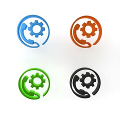 Poster - Colorful Telephone 24 hours support icon isolated on white background. All-day customer support call-center. Full time call services. Minimalism concept. 3D render illustration
