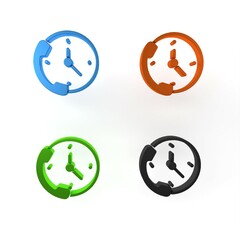 Poster - Colorful Telephone 24 hours support icon isolated on white background. All-day customer support call-center. Full time call services. Minimalism concept. 3D render illustration