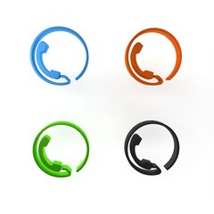 Poster - Colorful Telephone 24 hours support icon isolated on white background. All-day customer support call-center. Full time call services. Minimalism concept. 3D render illustration