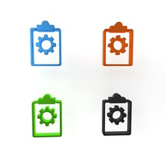 Poster - colorful checklist clipboard with 24 hours service icon isolated on white background. minimalism con