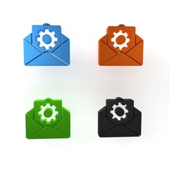 Poster - Colorful Envelope setting icon isolated on white background. Minimalism concept. 3D render illustration