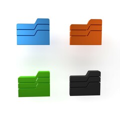 Poster - Colorful Document folder icon isolated on white background. Accounting binder symbol. Bookkeeping management. Minimalism concept. 3D render illustration