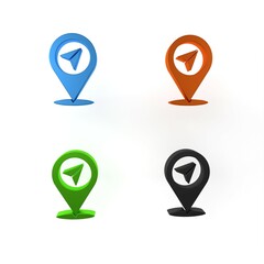 Poster - Colorful Map pin icon isolated on white background. Navigation, pointer, location, map, gps, direction concept. Minimalism concept. 3D render illustration