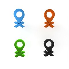 Poster - Colorful Map pin icon isolated on white background. Navigation, pointer, location, map, gps, direction concept. Minimalism concept. 3D render illustration