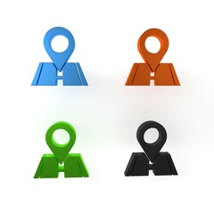 Poster - Colorful Map pin icon isolated on white background. Navigation, pointer, location, map, gps, direction concept. Minimalism concept. 3D render illustration