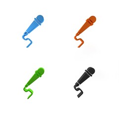 Poster - Colorful Microphone icon isolated on white background. On air radio mic microphone. Speaker sign. Minimalism concept. 3D render illustration