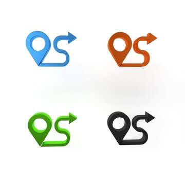 Colorful Route location icon isolated on white background. Map pointer sign. Concept of path or road. GPS navigator. Minimalism concept. 3D render illustration