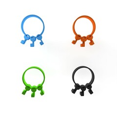 Sticker - Colorful Bunch of keys icon isolated on white background. Minimalism concept. 3D render illustration