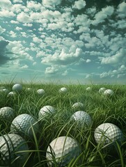 Poster - golf balls on golf course, 