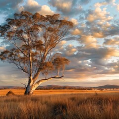 Poster - sunset over the field