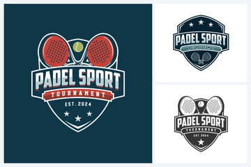 Wall Mural - Padel logo sport design template, padel sport emblem vector, padel game tournament logo badge design vector illustration