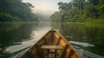 Canvas Print - A Canoe Journey Through Lush Greenery