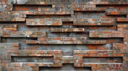 Poster - Brick wall with abstract natural design for text placement