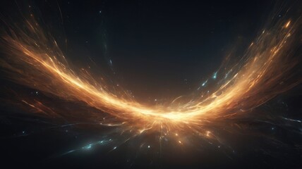 abstract space artwork depicting a golden energy stream in a dark nebula