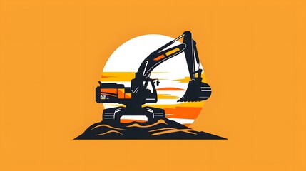 Canvas Print - excavator repair logo design template. 