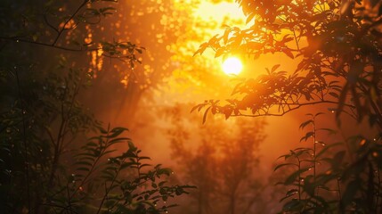 Wall Mural - Sun Shining Through Leaves.