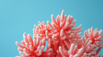 Wall Mural - Fashion Cactus Coral on Pastel Blue Background