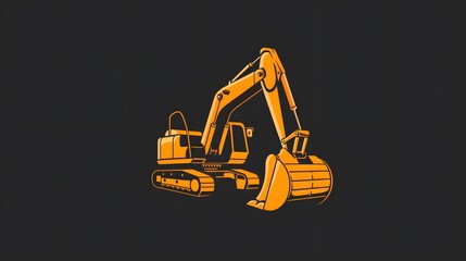 Sticker - excavator repair logo design template. 