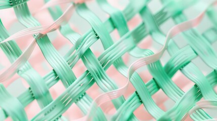 Aufkleber - Electric lattice of mint green and soft pink threads, forming a refreshing and modern pattern for text displays