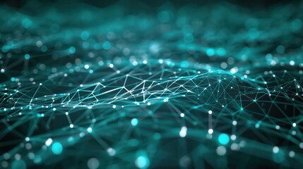 Aufkleber - Radiant network of teal and silver lines, creating a sleek and futuristic backdrop for text on a dark background