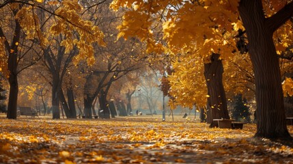 Wall Mural - Golden Autumn Park.
