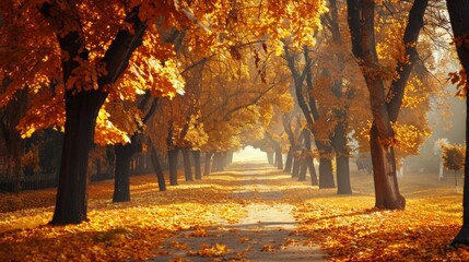 Wall Mural - Golden Autumn Pathway.