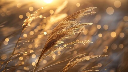 Poster - Golden Hour Grass in Dew