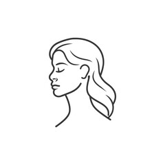 woman head minimalist line art icon logo symbol 