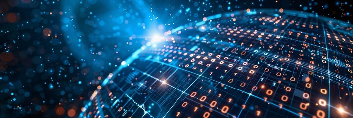 Poster - global network of data and information technology - a futuristic abstract background depicting a glo