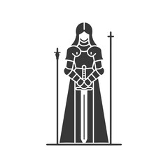 woman knight minimalist line art icon logo symbol 