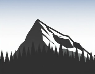 Wall Mural - Mountain silhouette. Rocky mountain icon or logo.  illustration.