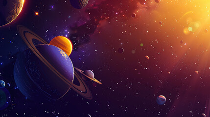 Wall Mural - solar system planets in deep space. solar system planet, comet, sun and star. realistic solar system