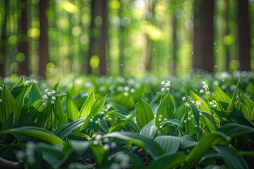 Wall Mural - a lush green field of wildflowers with a bright sun shining down on them. the flowers are in full bl