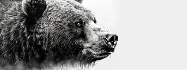 a black-and-white image of a bear's focused face with a soft, blurred effect