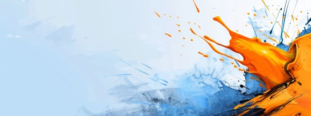 Wall Mural -  A blue-orange background with a paint splash at the bottom