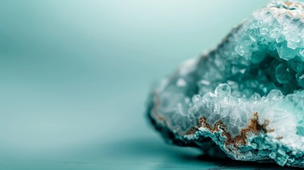 Wall Mural -  A tight shot of a rock's surface, adorned with water droplets Droplets also nestle atop the liquid covering it