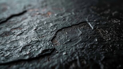 Wall Mural -  A close-up of a black textured surface with water drops on its surface