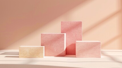 Wall Mural - A row of pink blocks are arranged in a square formation