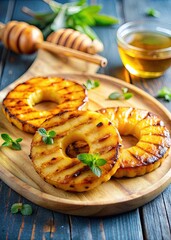 Canvas Print - Grilled pineapple rings with honey and herbs.