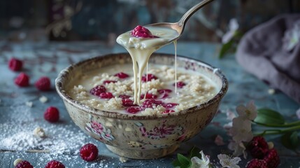 Canvas Print - yogurt with strawberry