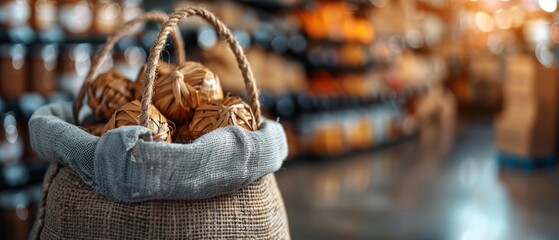 Canvas Print - blurred bottles in a store shelf