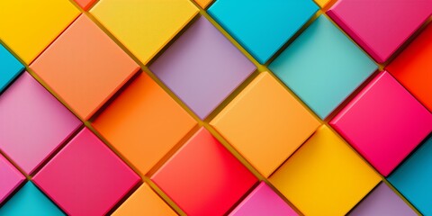 Wall Mural - A colorful background with squares of different colors. The squares are arranged in a way that they look like they are overlapping each other. The background is vibrant and lively