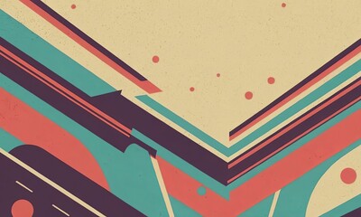 Poster - A colorful abstract painting with a blue stripe and red and green stripes