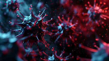 realistic high-resolution photo of virus, with detailed background