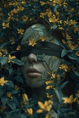 Poster - a woman with flowers on her face