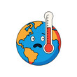 © DavoeAnimation - cartoon earth, globe, planet concerned about increasing temperatures it is facing