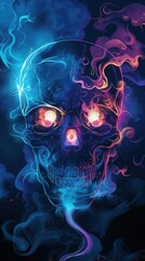 Sticker - A fiery skull with glowing eyes